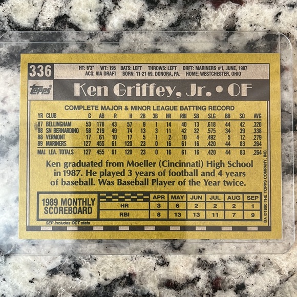 1990 Super Ultra Rare Topps Ken Griffey Jr. Rookie Year card with ERROR! 🤭🤫😮 - Picture 2 of 7